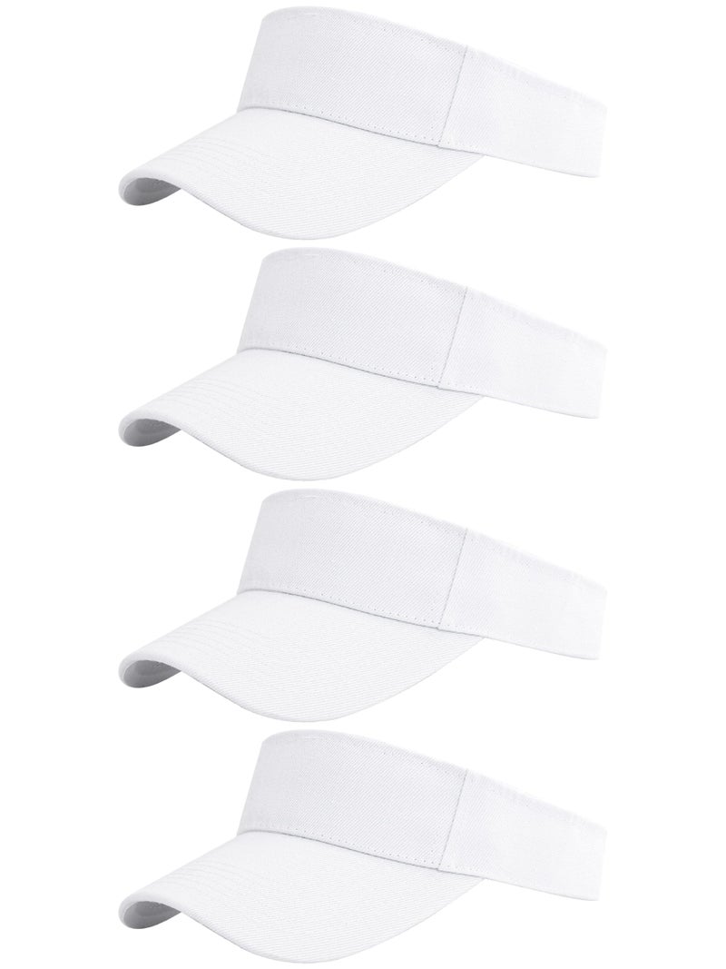 Cooraby 4 Pack Sports Visor Hats Adjustable Cap One Size Outdoor Sun Sports Visor for Women and Men (White, 4) - Image 1